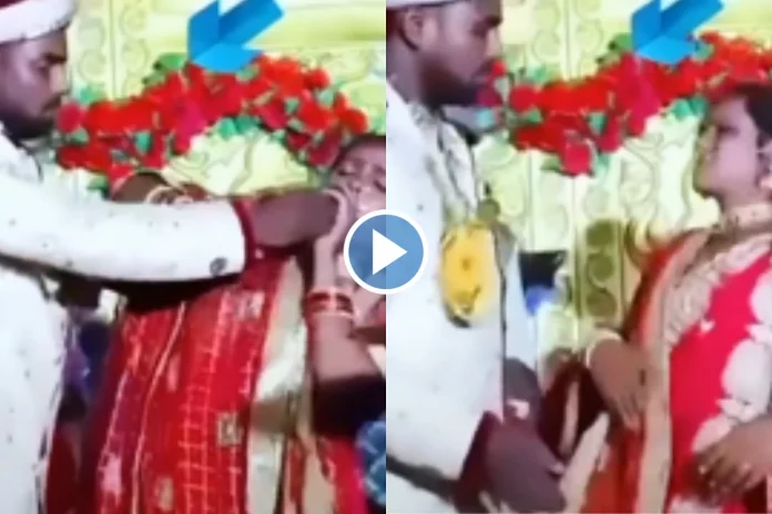 The bride slapped the groom fierce fight is seen