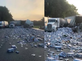 Florida Highway forced to shut after thousands of beer can spill due to an accident