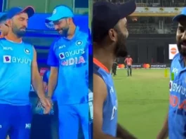 Dinesh Karthik Batsman claps post India's loss; Captain Rohit punches him back Watch Video