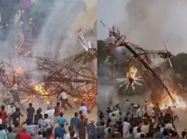 Haryana Ravan's burning effigy falls on ground; No injuries reported so far Watch Video
