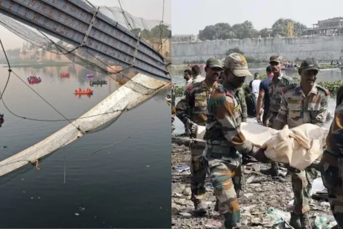Morbi Tragedy CCTV footage reveals the true reason of bridge's collapse which killed 133 people Watch Video