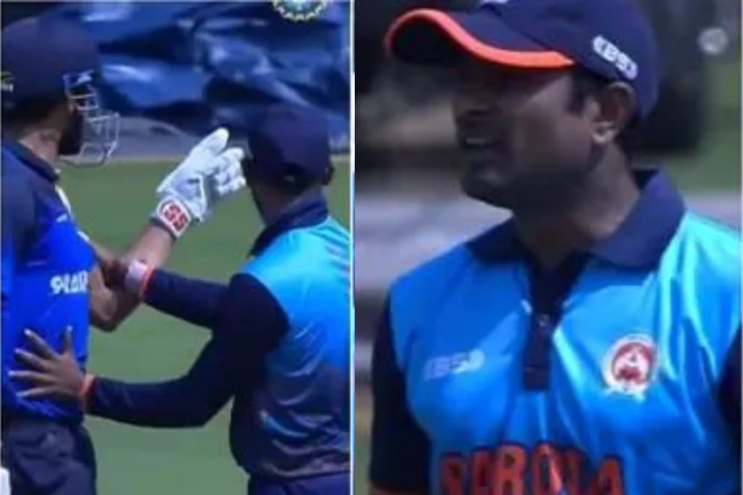 Syed Mushtaq Ali Trophy Ambati Rayudu and Sheldon engage in a heated spat during the match Watch Video