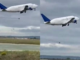 Viral Video Big accident inverted 100-KG tire falls from world's biggest airplane after take off