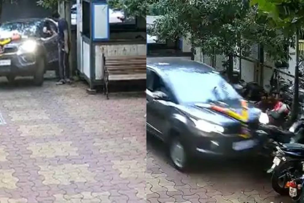 Viral Video Driver crashes brand-new car in Parking filled with bikes, What happened next will surprise you
