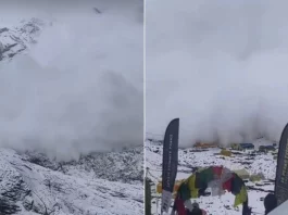 Viral Video Horrific avalanche destroys Tents in Nepal's Mansalu Base Camp