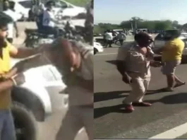 Viral Video Man hits two bikes with over-speeding car; Beats up the policeman who stopped him later