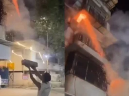 Viral Video Shameful and Dangerous ! Man deliberately fires rocket in people's house at Thane through window and balcony