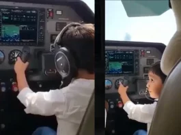 Viral Video Showoff or Endangering Six year old flies a plane at Surat Airport
