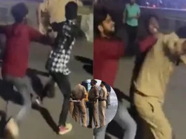 Viral Video UP Police constable beaten up because he stopped motorcycle riders for not wearing a helmet