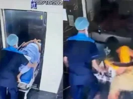 Viral Video When luck saves your day ! Patient on stretcher narrowly misses death when lift malfunctions