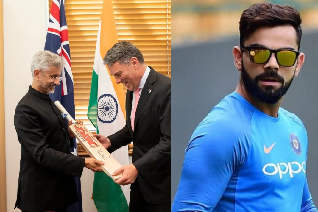 Virat Kohli Foreign Minister gifts Indian legend's signed bat to Australia's Deputy Prime Minister