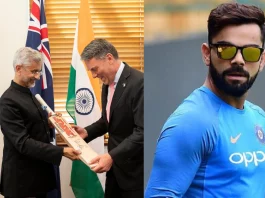 Virat Kohli Foreign Minister gifts Indian legend's signed bat to Australia's Deputy Prime Minister