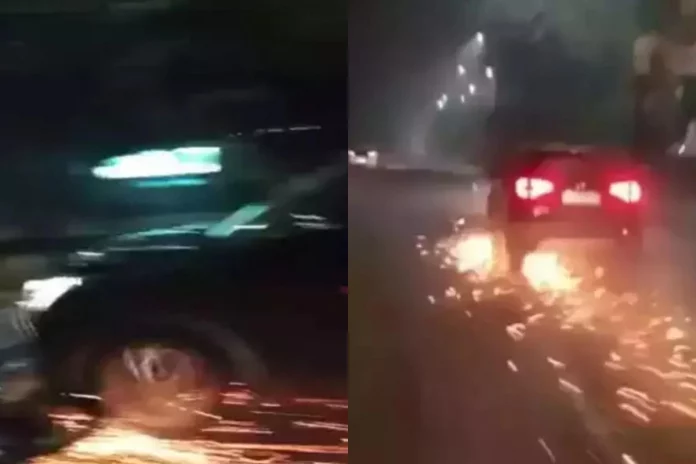 Viral Video Ghaziabad's road raze becomes unstoppable ! Bike dragged by a car for more than a KM; Police arrests driver