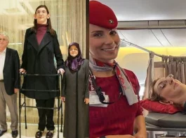 World's tallest Woman Six seats removed in airplane as Rumeysa Gelgi flies for the first time