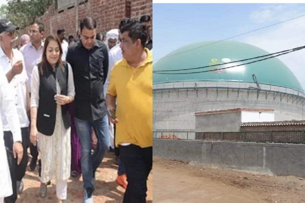 Shelly Oberoi inspects biogas plant