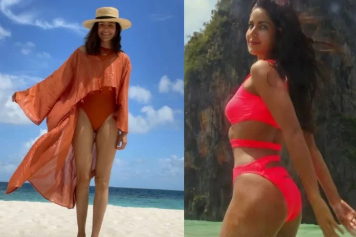 swimsuit look of Anushka Sharma and Katrina Kaif swimsuit look