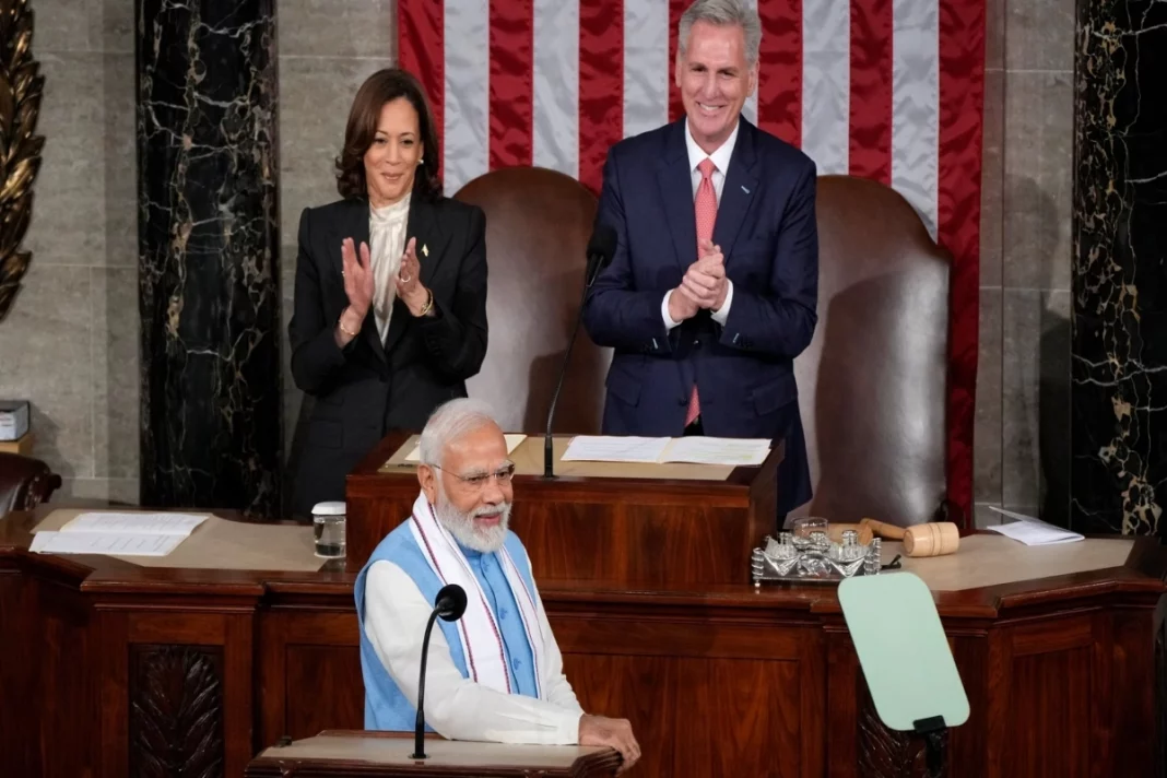 PM Modi addressing US for the second time, having previously done so in 2016.