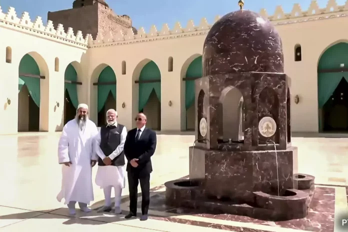PM Modi visits an 11th-century mosque in Egypt to build tied with Indian Muslims