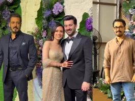 Salman Khan and Aamir Khan at Sunny Deol's son wedding reception
