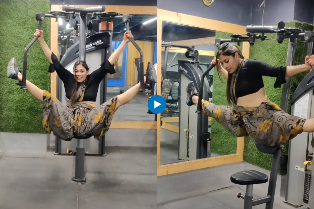 A woman has taken the fitness world abuzz with her ability to flawlessly execute her workout routine while elegantly draped in a saree