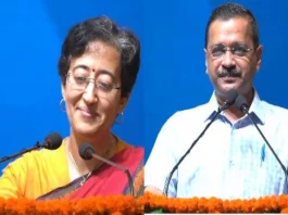 Delhi CM Arvind Kejriwal and education minister Atishi Singh spoke at the finals of Delhi Robotics league