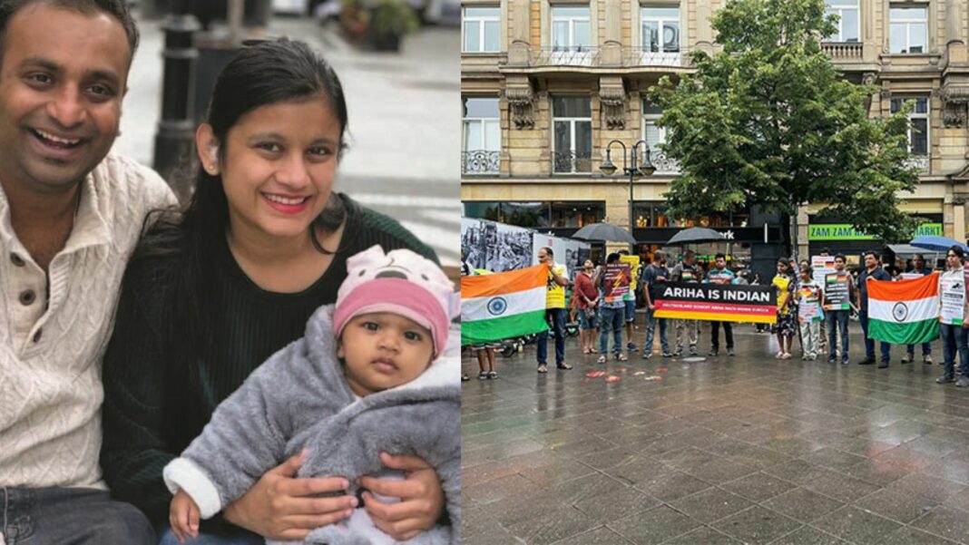 Indians staged protest at Frankfurt for return of girl child to her parents.