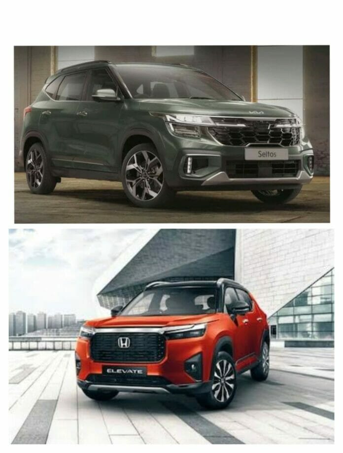 Kia Seltos facelift vs Honda Elevate Kia Seltos facelift vs Honda Elevate