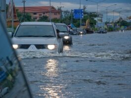 Driving Car in flood