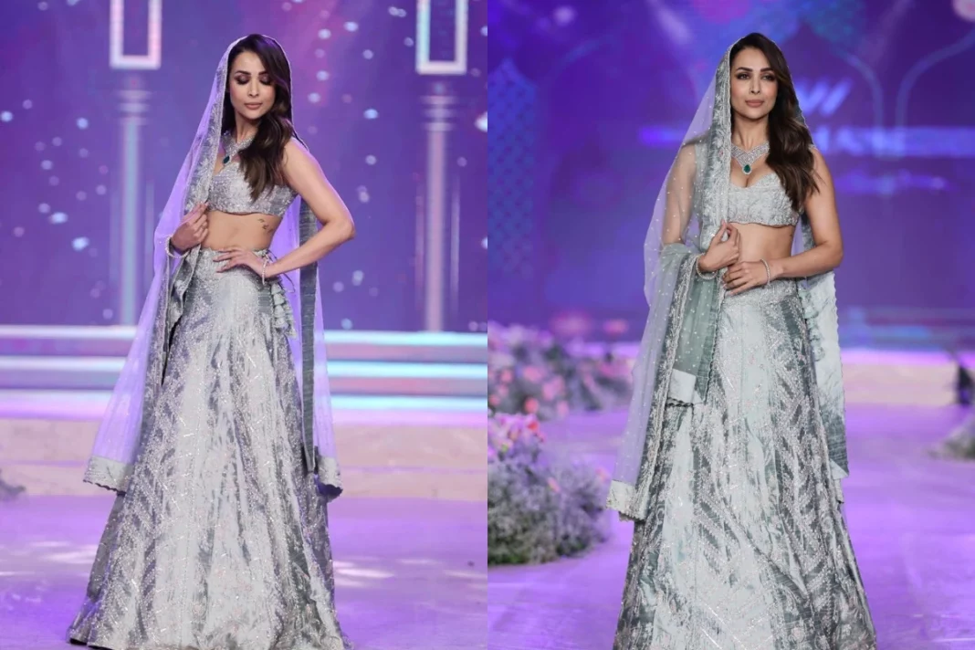 Malaika Arora set the stage on fire as the showstopper in a beautiful silver lehenga; looks as ravishing as ever