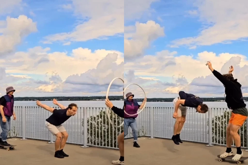 Viral Video: A perfect Jump! Man sneaks through Hula Hoop in an amazing stunt, watch