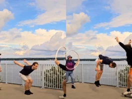 Viral Video: A perfect Jump! Man sneaks through Hula Hoop in an amazing stunt, watch