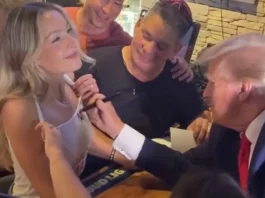 Viral Video: Former US President Donald Trump signs on Woman's Chest; Watch how it happend