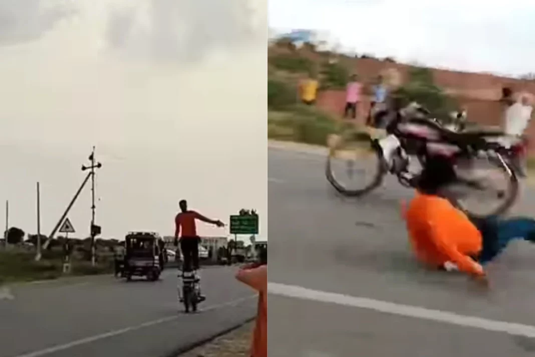 Viral Video: Stunt gone wrong! Man tries to perform unthinkable on a bike, watch where he lands