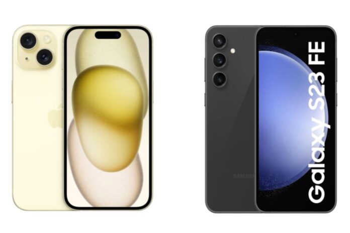 Apple iPhone 15 vs Samsung Galaxy S23 FE 5G Apple iPhone 15 vs Samsung Galaxy S23 FE 5G