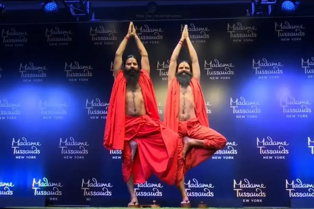 Baba Ramdev With His Wax Sculpture at Madame Tussauds New York