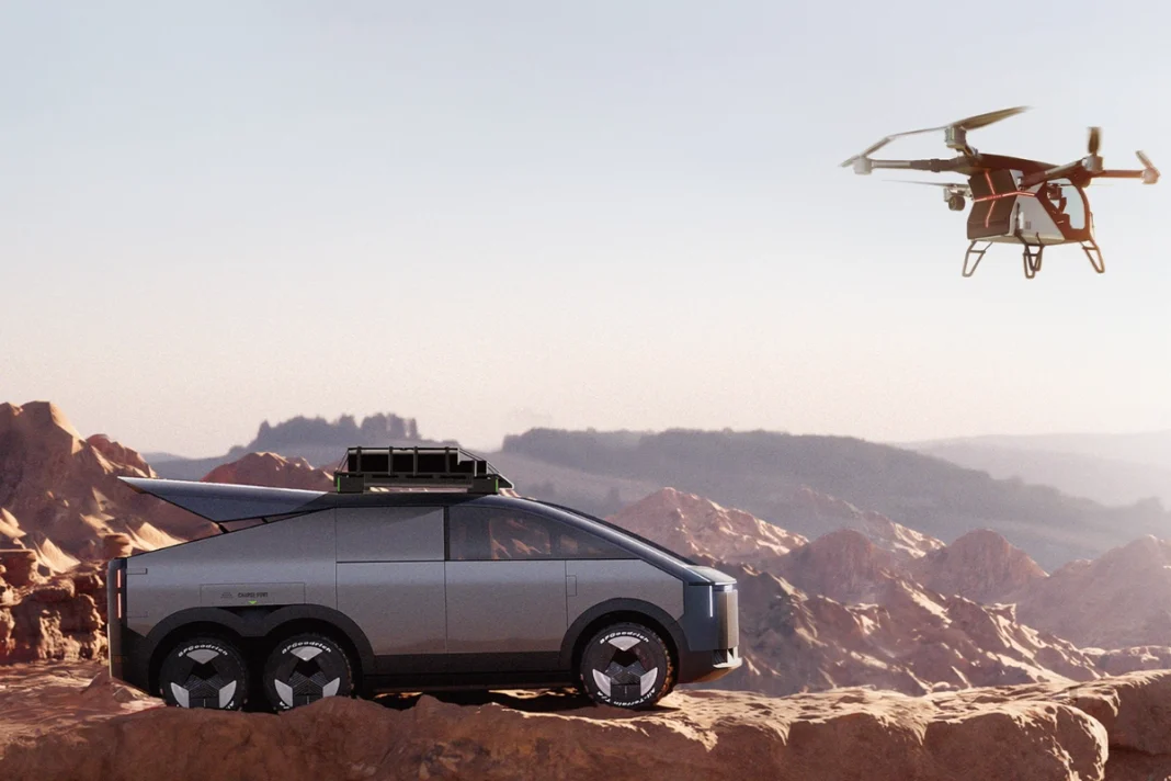 Spy shots of Xpeng's first flying car now out, Looks like an upgraded version of the cyber truck, Details