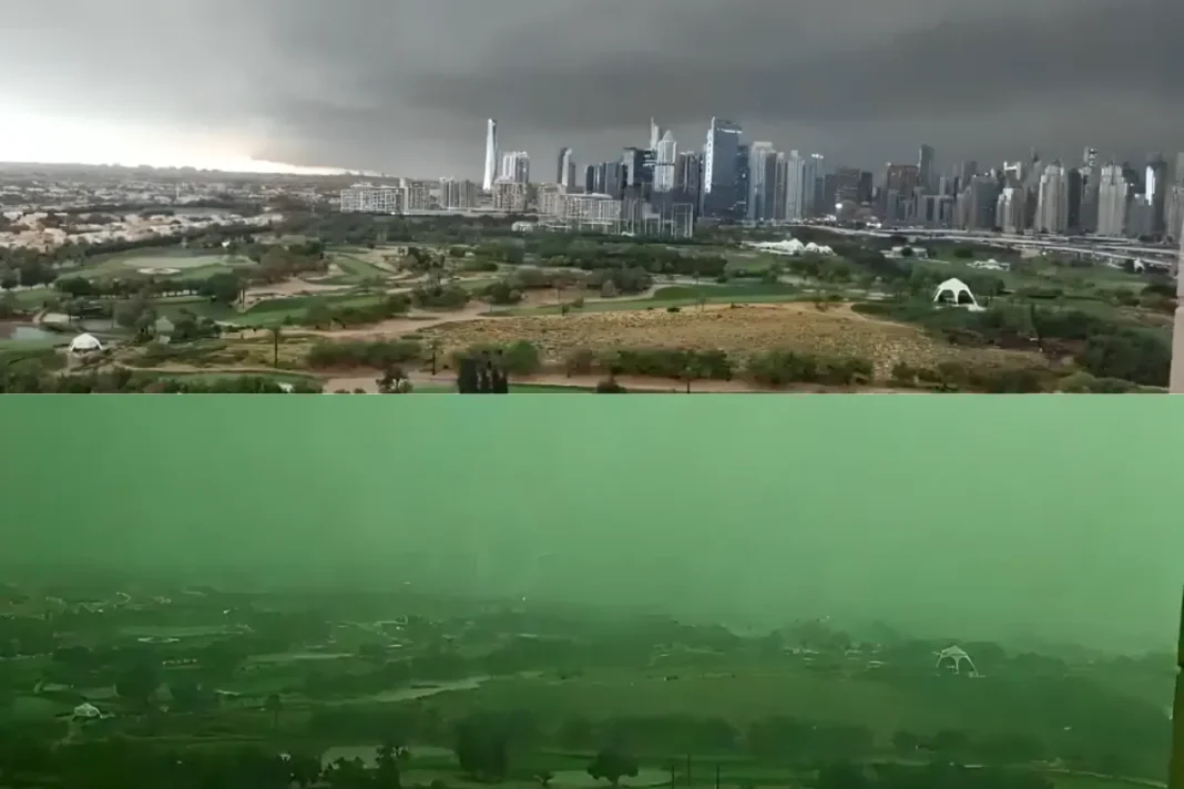 Dubai's Sky Turns Ominous Green