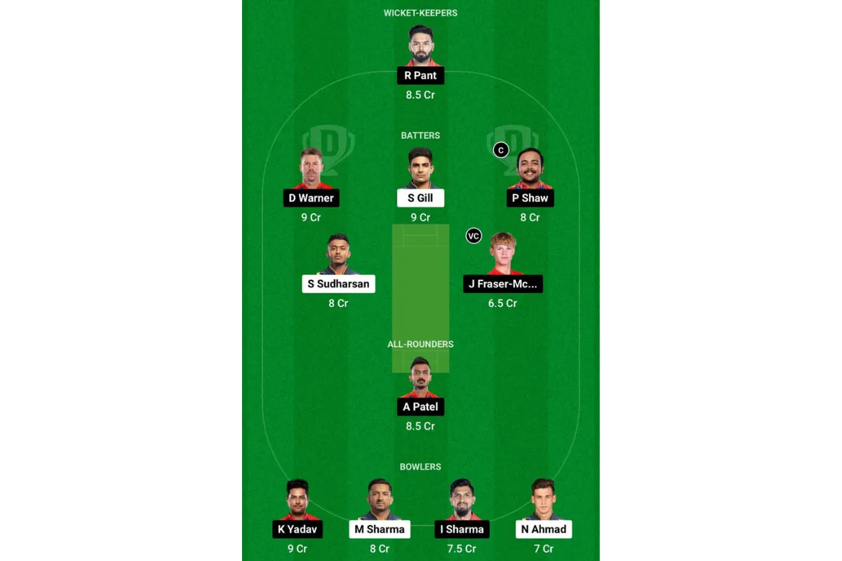 GT vs DC Dream11 Prediction Team - 2