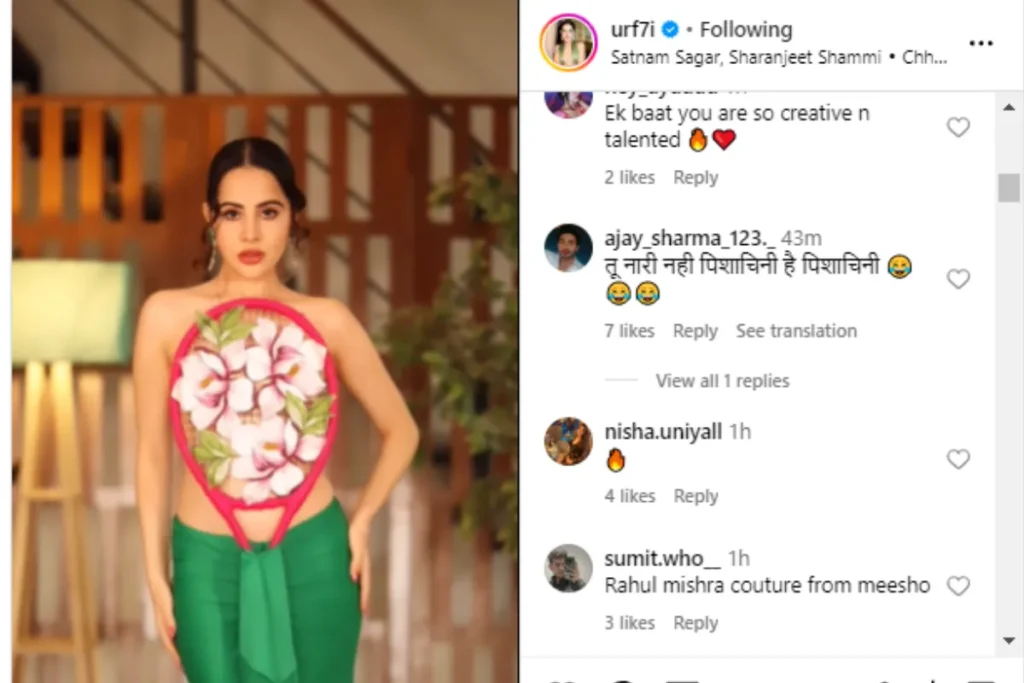 Uorfi Javed Instagram Comment Section