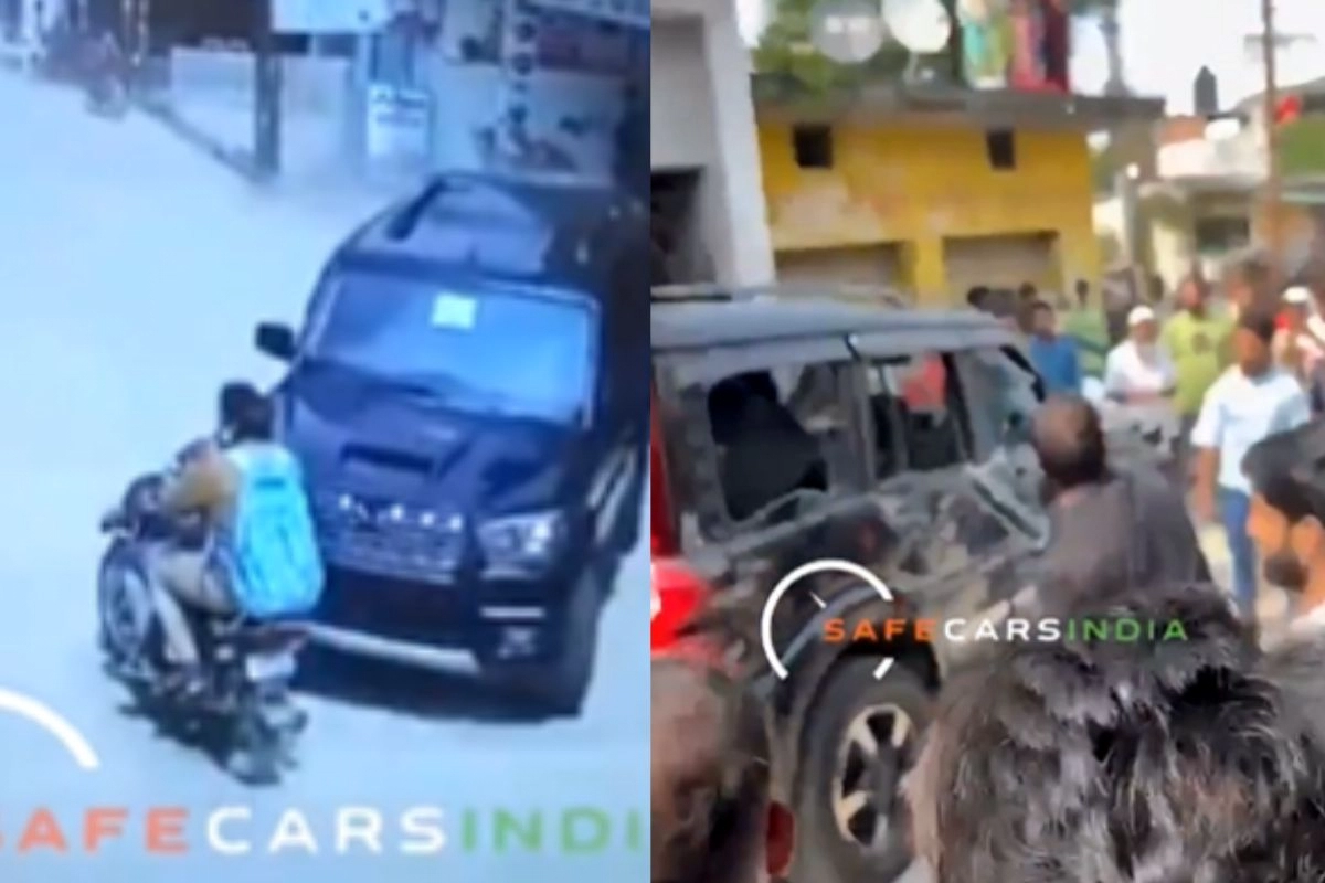 Viral Video: Speeding Mahindra Scorpio SUV Collides with Biker, Locals Vent Out Anger Like This, Watch
