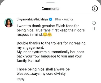 divyanka tripathi comment