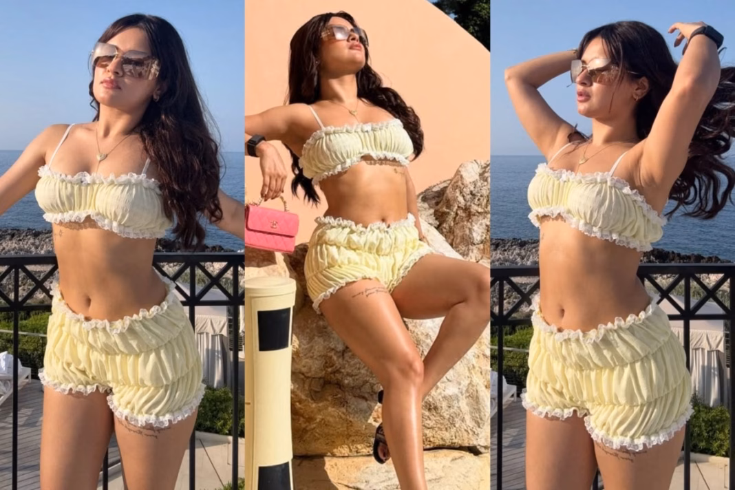 Avneet Kaur In Yellow Bralette and shorts