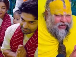 Pati Patni Aur Panga couple Gurmeet Choudhary and Debina Bonerjee Meet Premanand Maharaj