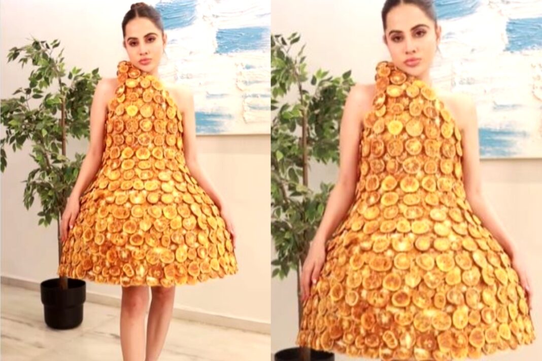 Uorfi Javed Viral Video Orange Dress