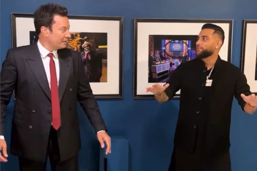 Karan Aujla and Jimmy Fallon of The Tonight Show