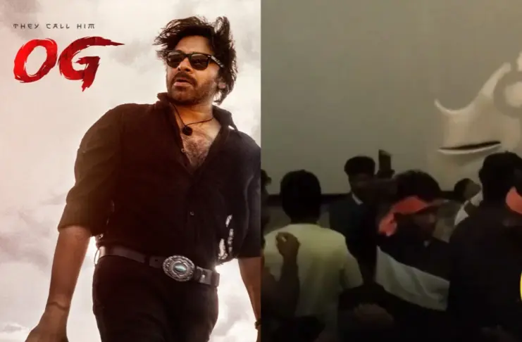 Pawan Kalyan Fans Damage Theatre Screen During They Call Him OG Screening