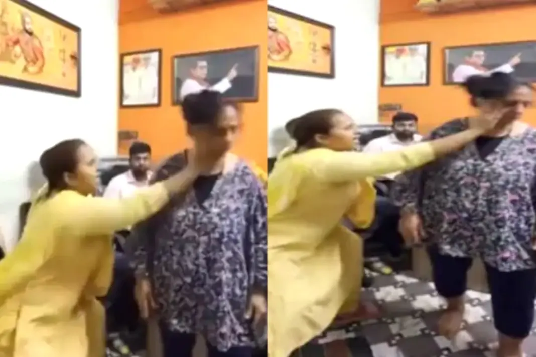 Mumbai Viral Video MNS Worker Slaps Woman For Allegedly 'Abusing' Her Husband, Forces Her To Apologise