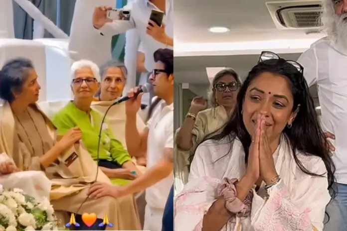 Satish Shah Prayer Meet - Wife Madhu, Rupali Ganguly Satish Shah Prayer Meet - Wife Madhu, Rupali Ganguly