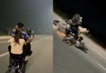 Viral Video: Crazy! Boy’s Wheelie Turns Wild, Girl Clinging On To Boy Falls Flat On Road, Internet Calls It ‘Clout Over Caution’ Viral Video