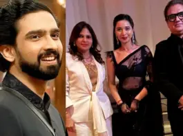 Bigg Boss 19 - Tanya mittal poses with Amaal Mallik's parents Daboo and Jyoti